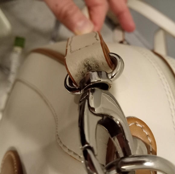 Nardelli ivory and camel leather crossbody bowler Boston bag - Picture 6 of 12